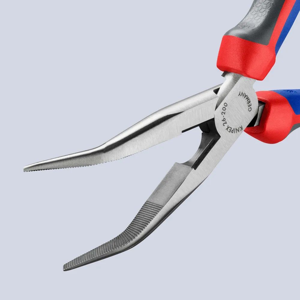 KNIPEX Flachrundzange mit Schneide (Storchschnabelzange) mit Comfort-Griffen schwarz atramentiert 200 mm