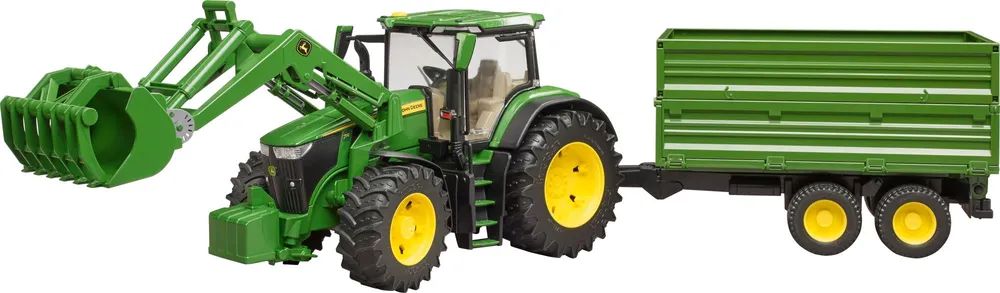 Bruder John Deere 7R 350 mit Frontlader und Tandemachstransportanhänger - Traktor - 3 Jahr(e) - Kunststoff - Mehrfarbig