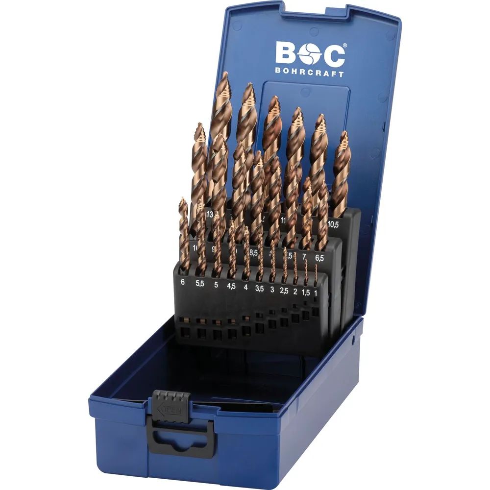 BOHRCRAFT Bohrer-Kassette Turbo Step DIN338 HSS-E Co5 ø 1-13 mm 25-teilig