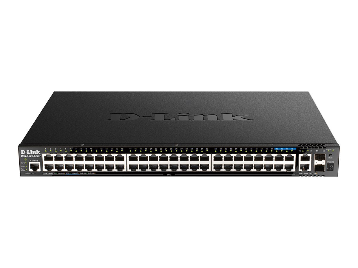 D-Link DGS-1520-52MP/E 52-Port Gbit PoE Smart Mgt Stack Switch - Switch - 52-Port
