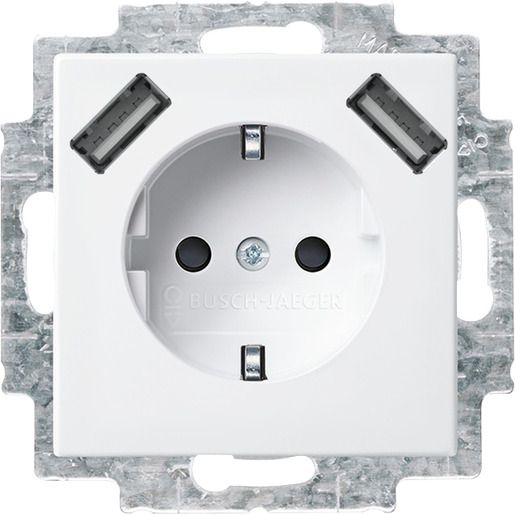 Busch-Jaeger R SI SCHUKO 2X USB TYP A AL.WS / BUSCH 20 EUCB2USB-914 2CKA002011A6266