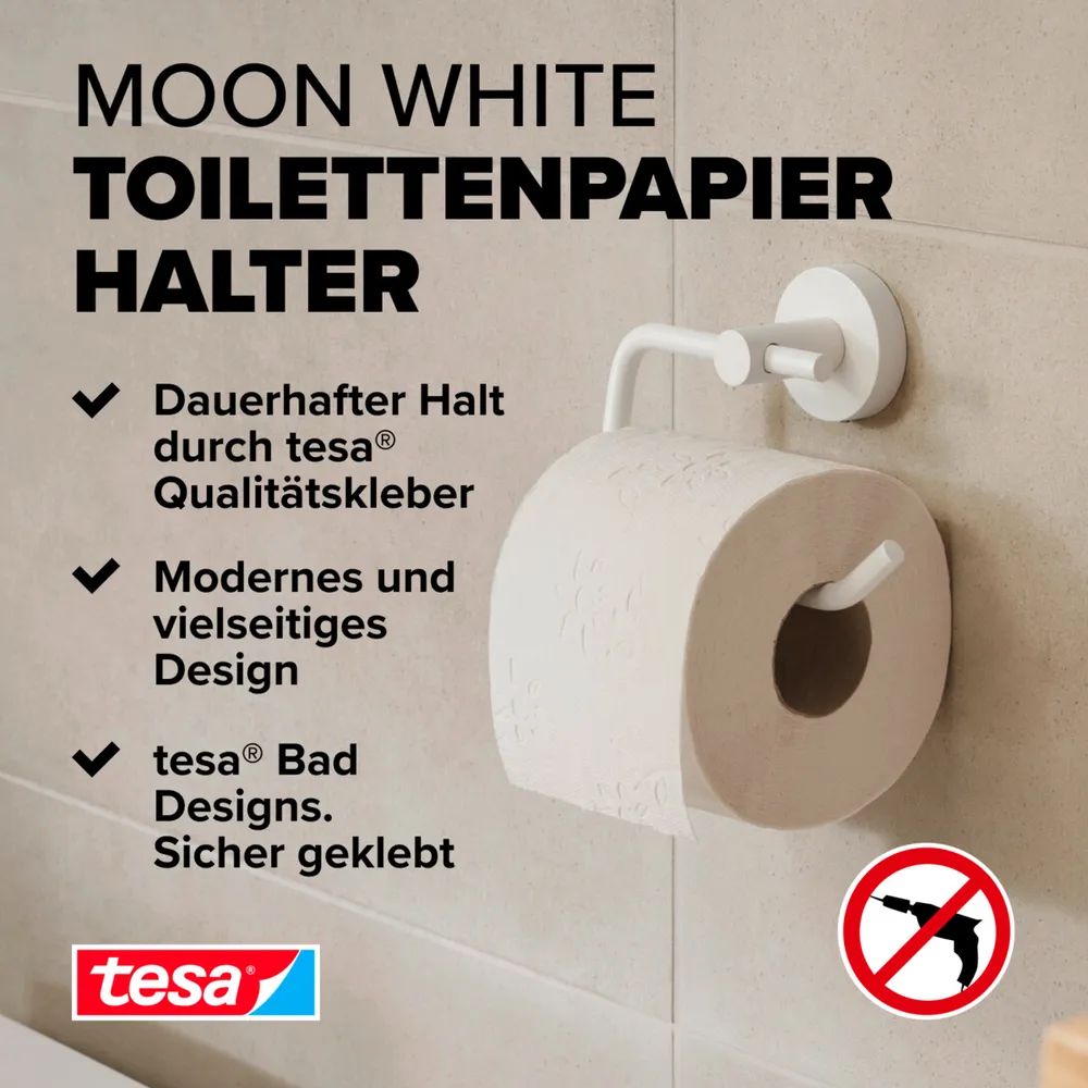 tesa® MOON WHITE Toilettenrollenhalter, weiß