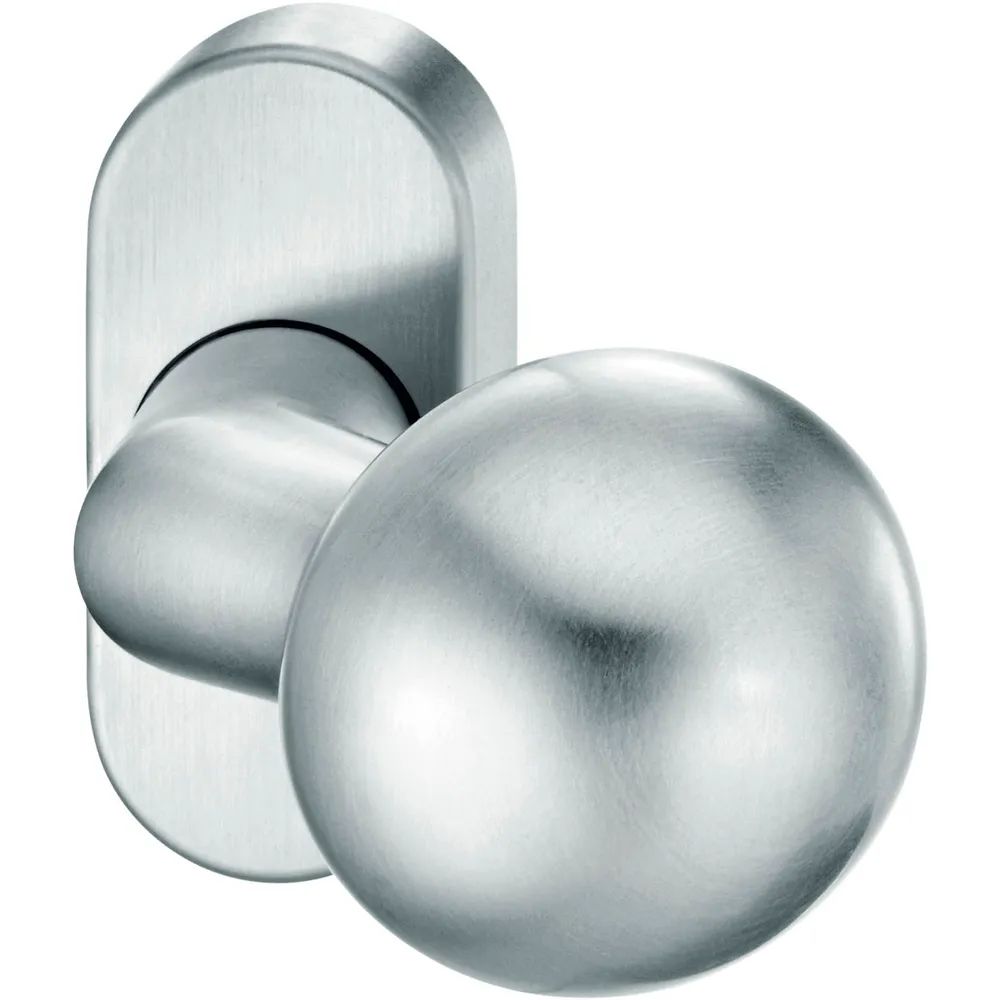 FSB Türknopf 07 0846 auf Rosette, Gewinde M12, Edelstahl matt