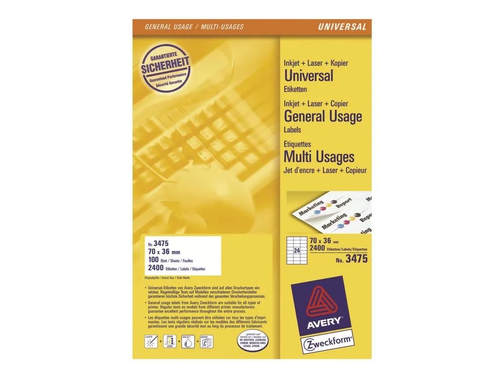 Avery Zweckform Avery - Mehrzwecketiketten - 2400 Etikett(en) - 70 x 36 mm