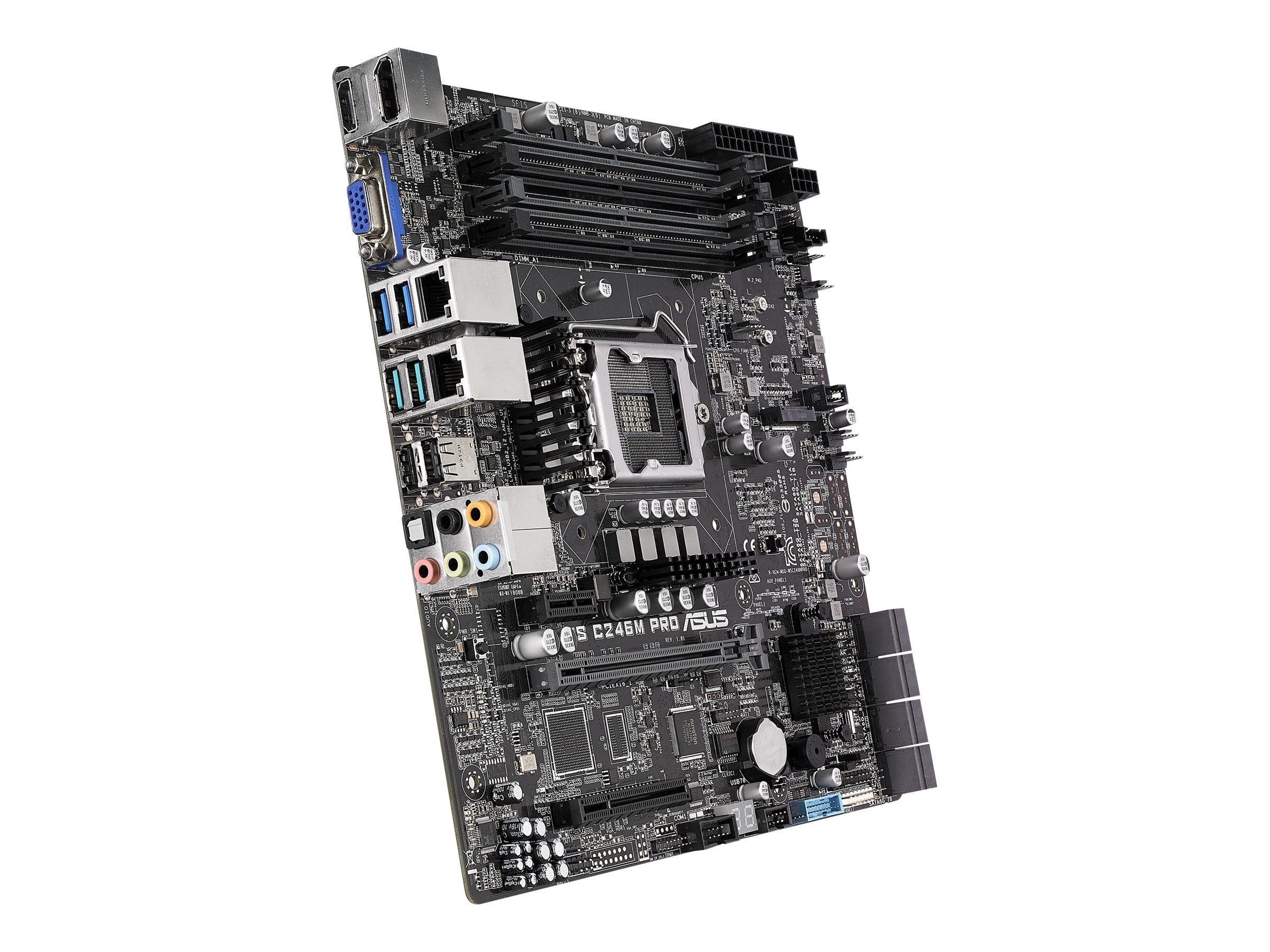 ASUS WS C246M PRO - Motherboard - micro ATX - LGA1151 Socket - C246 Chipsatz - USB 3.1 Gen 1, USB 3.1 Gen 2 - 2 x Gigabit LAN - Onboard-Grafik (CPU erforderlich)
