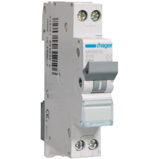 Hager LS-SCHALTER 1P+N 16A-B 6KA1PLE / HAGER MKN516