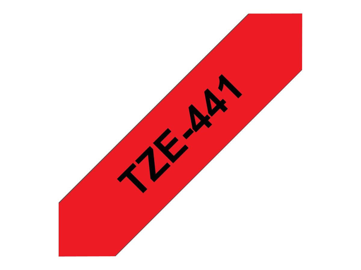 Brother TZe-441 - Standard-Klebstoff - schwarz auf rot - Rolle (1,8 cm x 8 m)