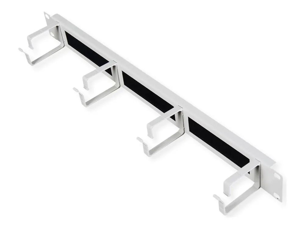 ROLINE Patch Panel - 44 x 60 mm, mit Bürstenstreifen - Hellgrau, RAL 7035 - 1U - 48.3 cm (19")