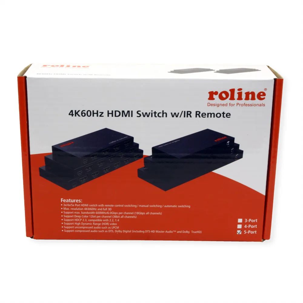 ROLINE 4K HDMI Switch, 5-fach, mit Fernbedienung