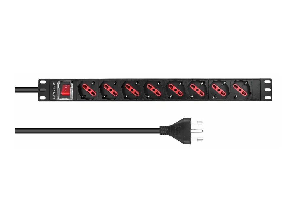 Lanview Steckdosenleiste (Rack - einbaufähig) - 13A - 1-phasig - Eingabe, Eingang Typ J - Ausgangsanschlüsse: 8 (Typ L)