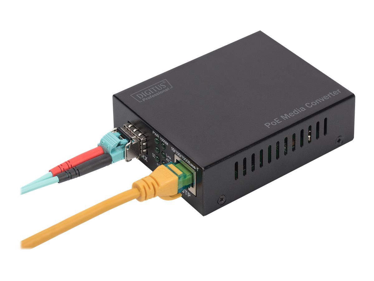 DIGITUS Gigabit PoE Medienkonverter, RJ45 / SFP, PSE