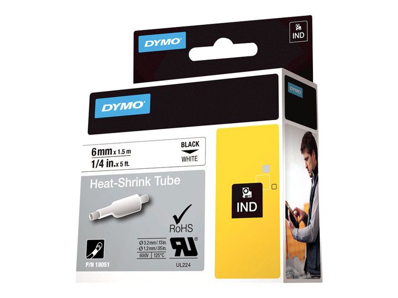 Dymo IND - Klebstoff - Schwarz auf Weiß - Rolle (0,6 cm x 1,5 m)