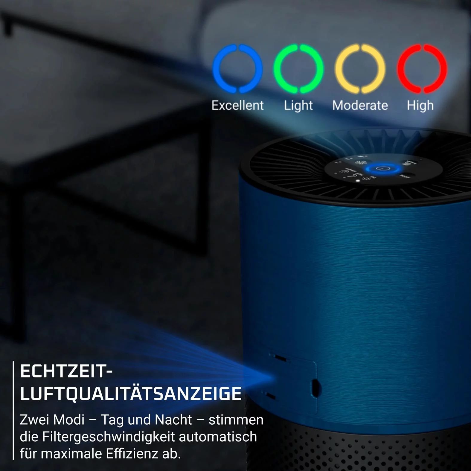 Rowenta PU2221 Luftreiniger Pure Air Compact - SCHWARZ/BLAU