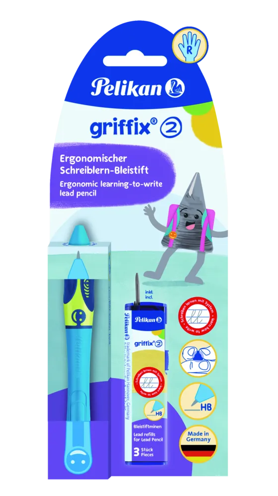 Pelikan griffix® Bleistift für Rechtshänder, Neon Fresh Blue