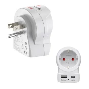 Hama Reiseadapter, "EU to US", 1x USB-A, 1x USB-C (PD), 20 W