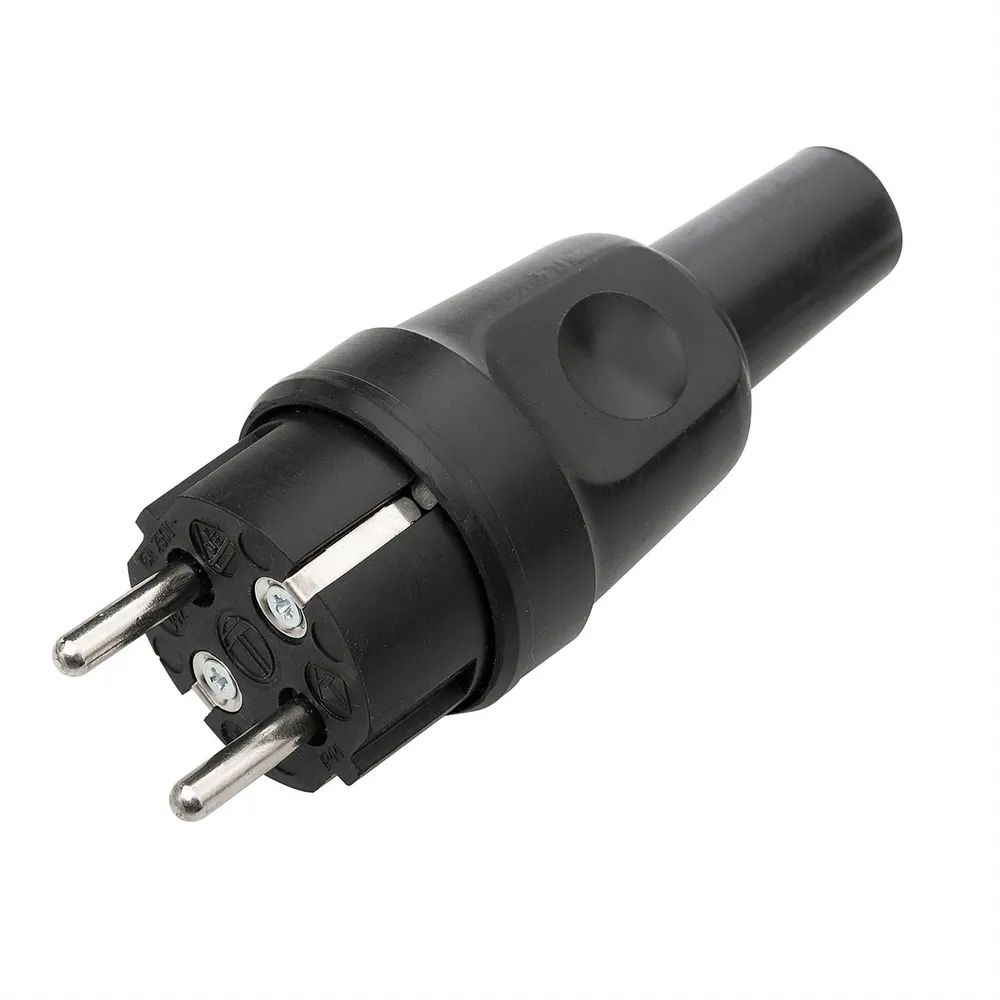 BACHMANN Schwerer Schutzkontaktstecker, Vollgummi schwarz