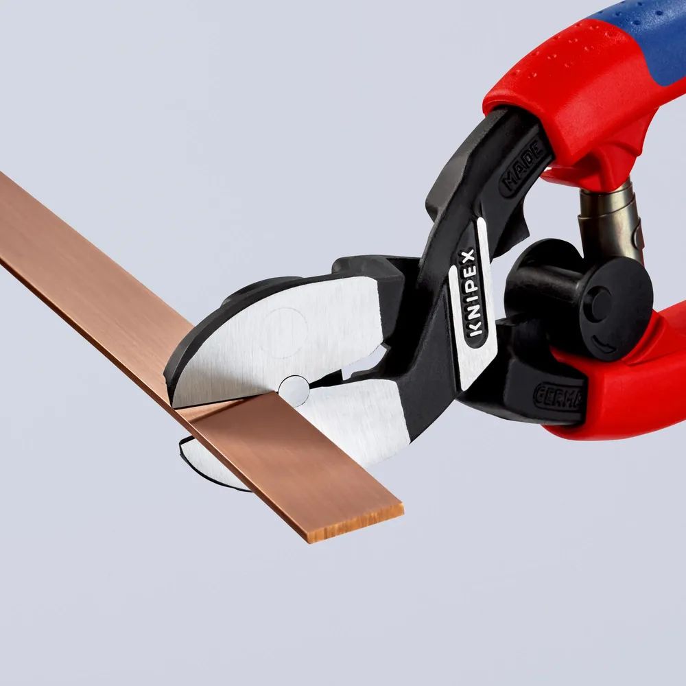 KNIPEX Kraft-Bündigschneider für Weichmetall und Kunststoff mit schlanken Mehrkomponenten-Hüllen schwarz atramentiert 200 mm