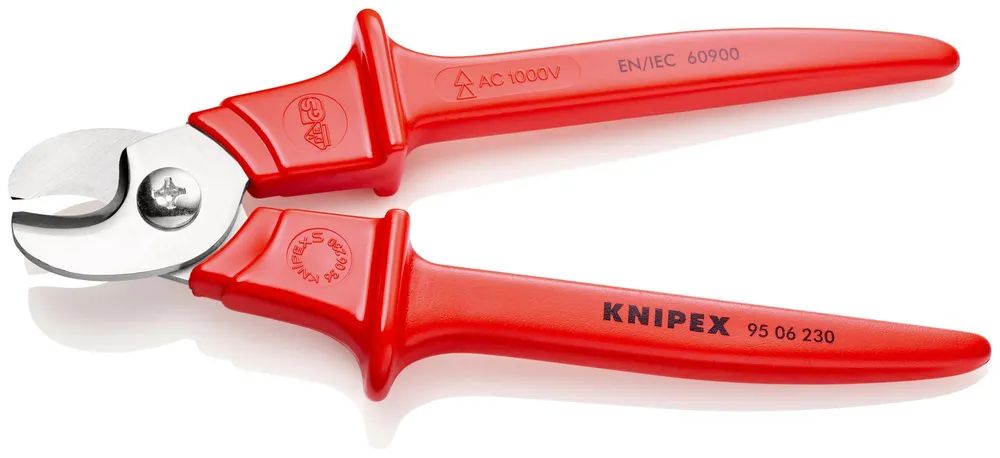 KNIPEX Kabelschere Griffe mit Kunststoff umspritzt isoliert, mit Kunststoff umspritzt, VDE-geprüft 230 mm