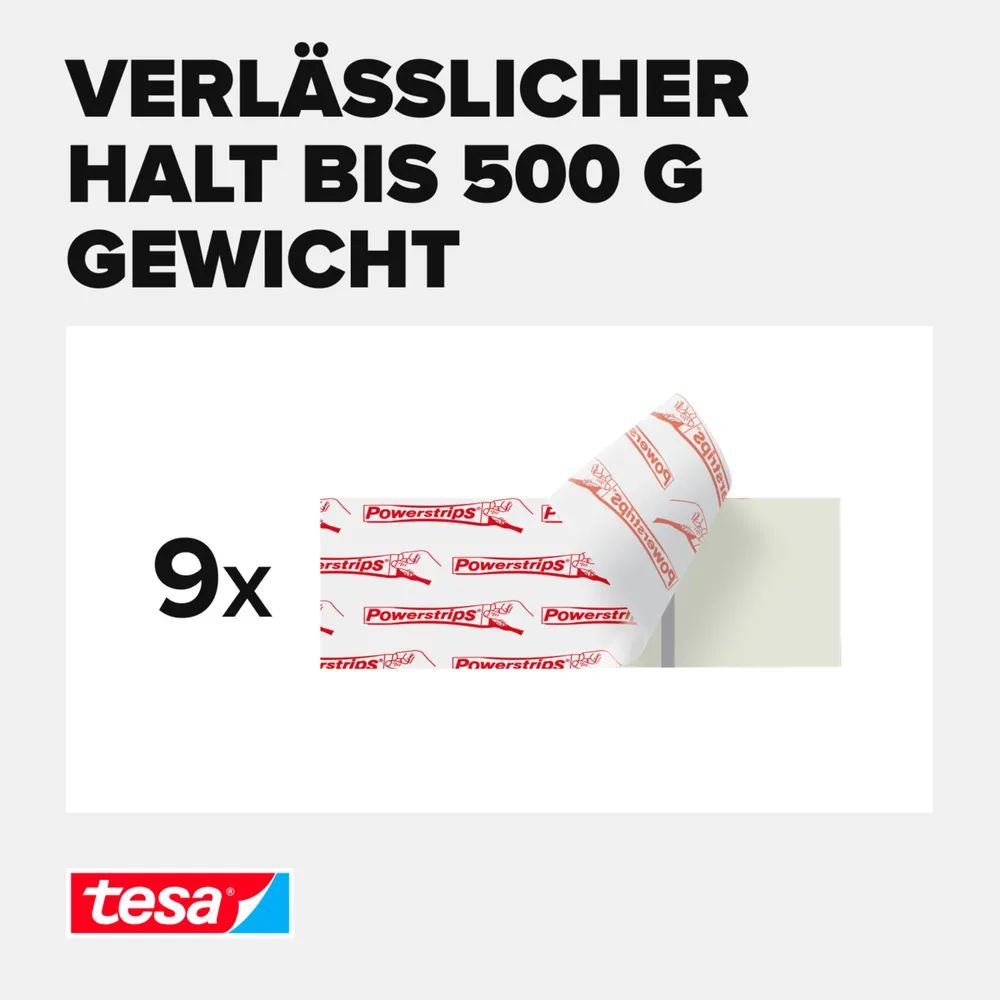 Tesa Klebestreifen für Tapeten und Putz - Montageband - Weiß - Drinnen - Papier - Putz - 0,5 kg - 9 Stück(e)