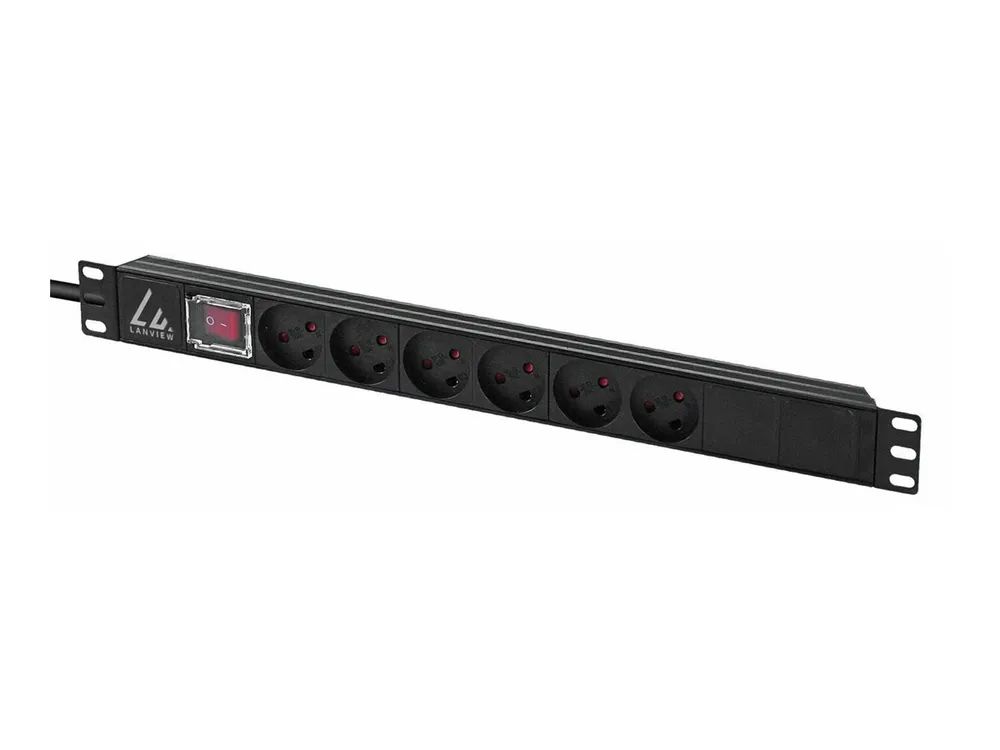 Lanview Steckdosenleiste (Rack - einbaufähig) - 13A - Wechselstrom 230 V - 1-phasig - Eingabe, Eingang Typ K - Ausgangsanschlüsse: 6 (Typ K)