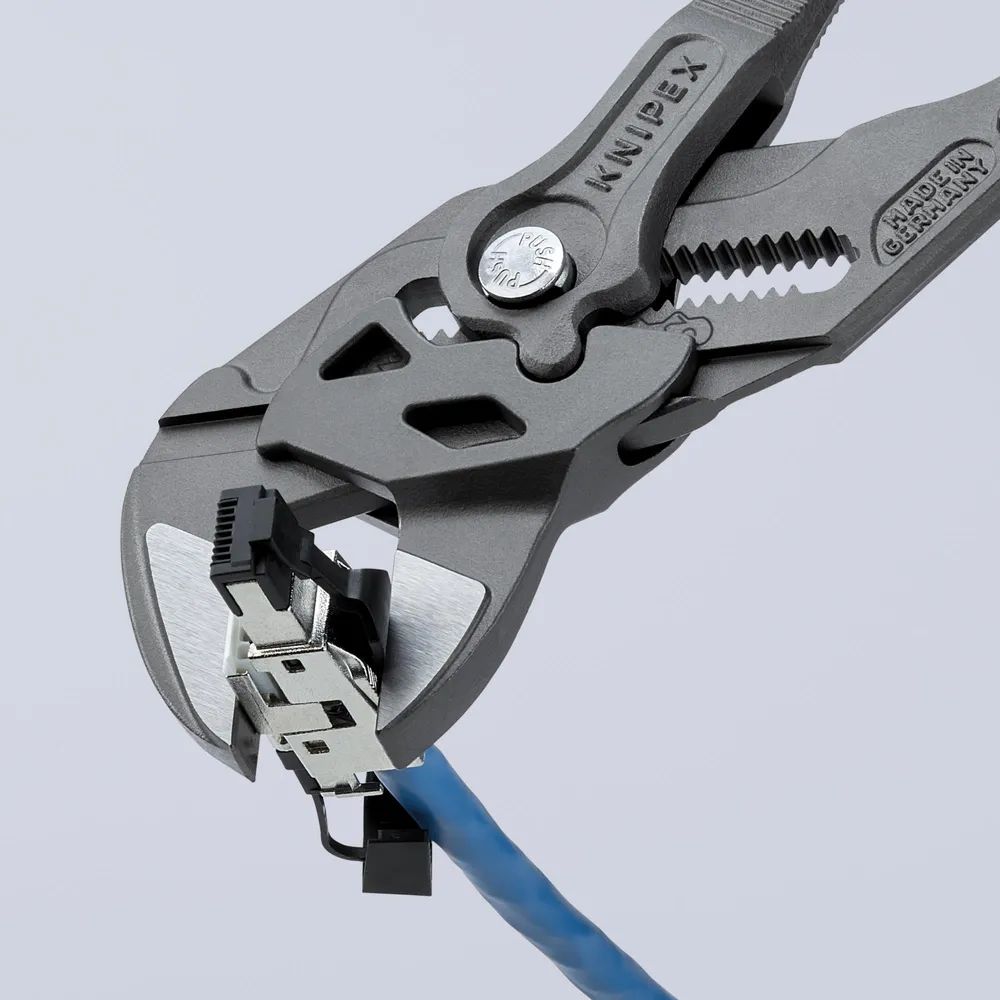 KNIPEX Zangenschlüssel Zange und Schraubenschlüssel in einem Werkzeug mit Mehrkomponenten-Hüllen grau atramentiert 250 mm