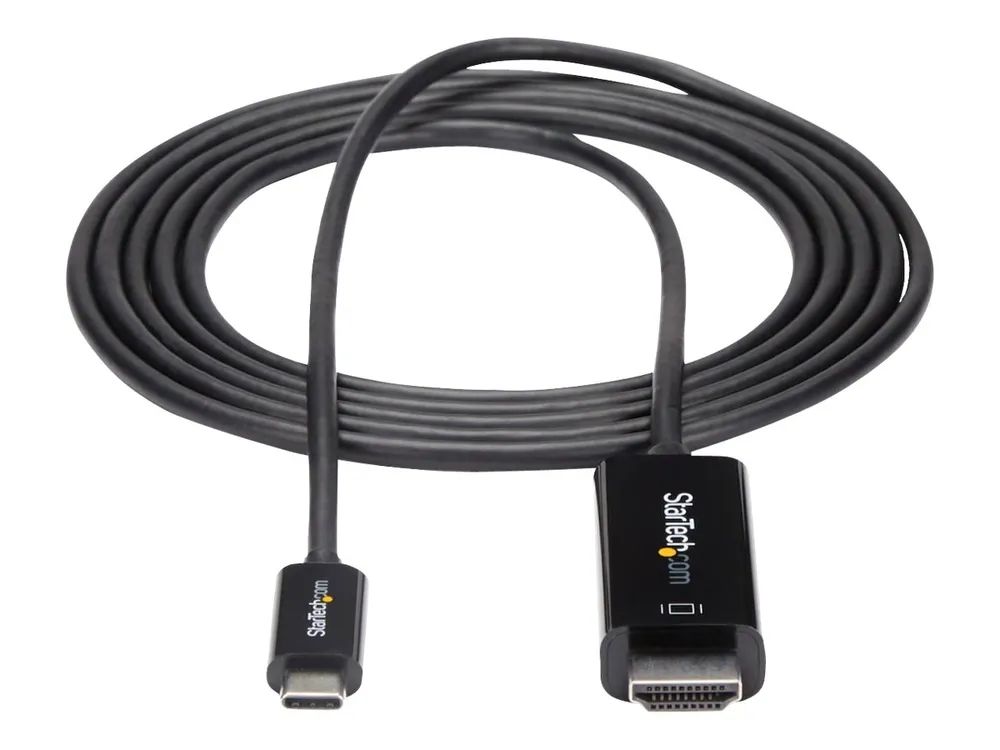 StarTech.com 6ft (2m) USB C to HDMI Cable, 4K 60Hz USB Type C to HDMI 2.0 Video Adapter Cable, Thunderbolt 3 Compatible, Laptop to HDMI Monitor/Display, DP 1.2 Alt Mode HBR2 Cable, Black - 4K USB-C Video Cable (CDP2HD2MBNL)