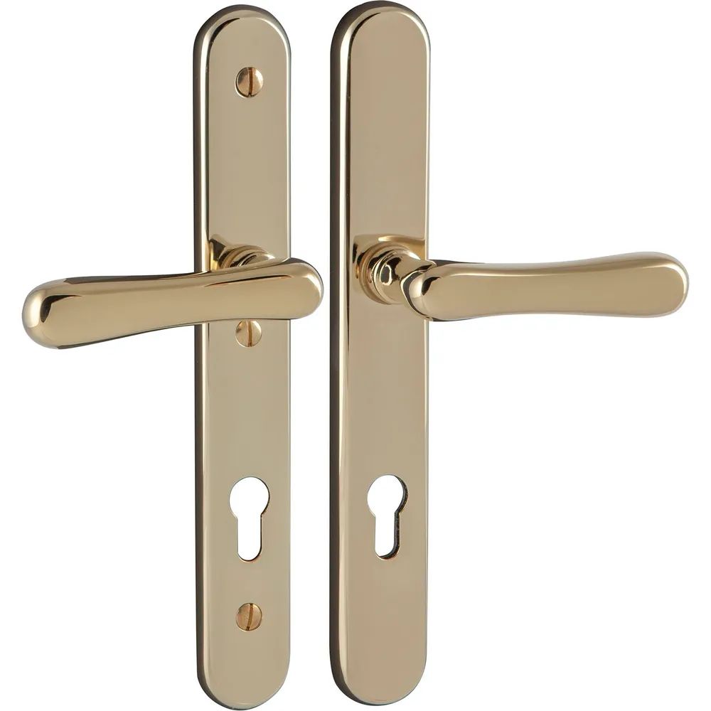 Marchesi Sicherheits-Drückergarnitur ELEGANT/22 auf Schild PZ88, Messing poliert PVD