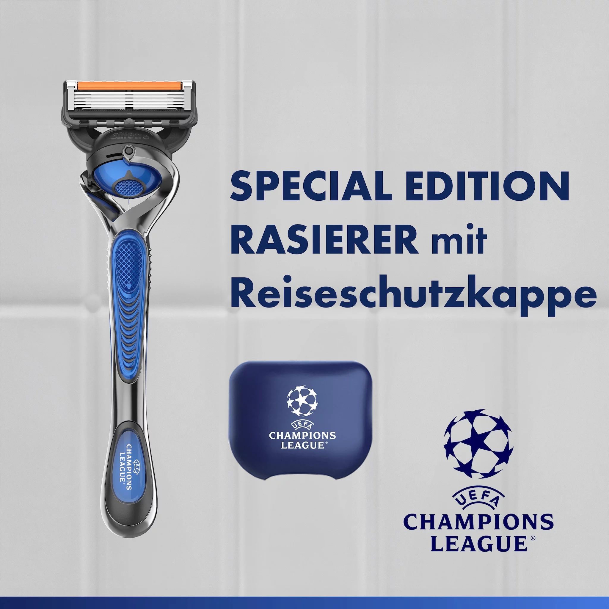 Gillette ProGlide Flexball Systemklingen 3er + Handstück  + Reiseetui "UEFA Champions League"