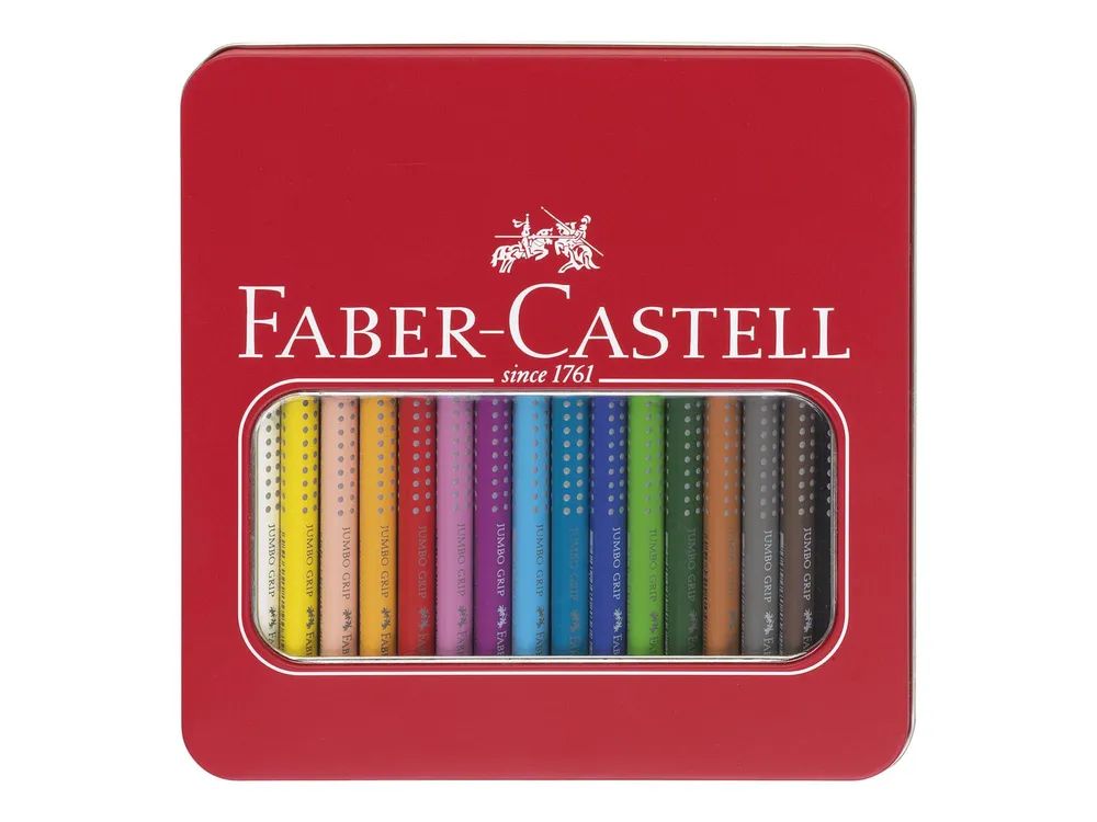FABER-CASTELL Jumbo GRIP - Farbstift - leuchtende Farben, sortiert - 3.8 mm (Packung mit 16)