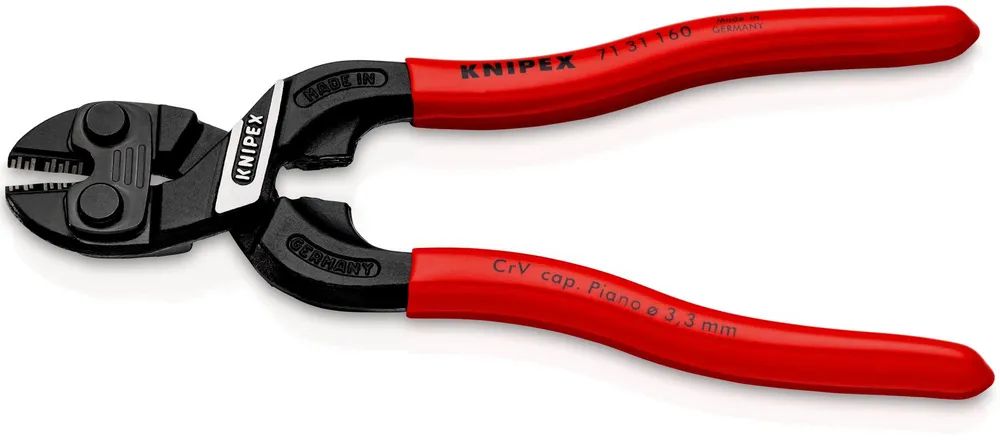 KNIPEX CoBolt® S Kompakt-Bolzenschneider mit Schneidaussparung mit Kunststoff überzogen schwarz atramentiert 160 mm