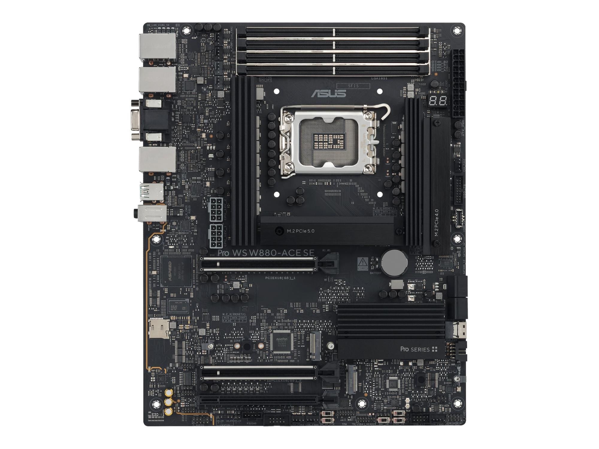 ASUS Pro WS W880-ACE SE - Motherboard - ATX - LGA1851-Sockel - W880 Chipsatz - USB4, USB 3.2 Gen 2x2, USB 3.2 Gen 2, USB 3.2 Gen 1 - 2 x 2.5 Gigabit LAN, Gigabit LAN - Onboard-Grafik - HD Audio (8-Kanal)