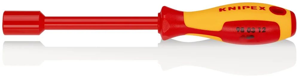 KNIPEX Steckschlüssel mit Schraubendreher-Griff isoliert mit Mehrkomponenten-Hüllen, VDE-geprüft brüniert 237 mm