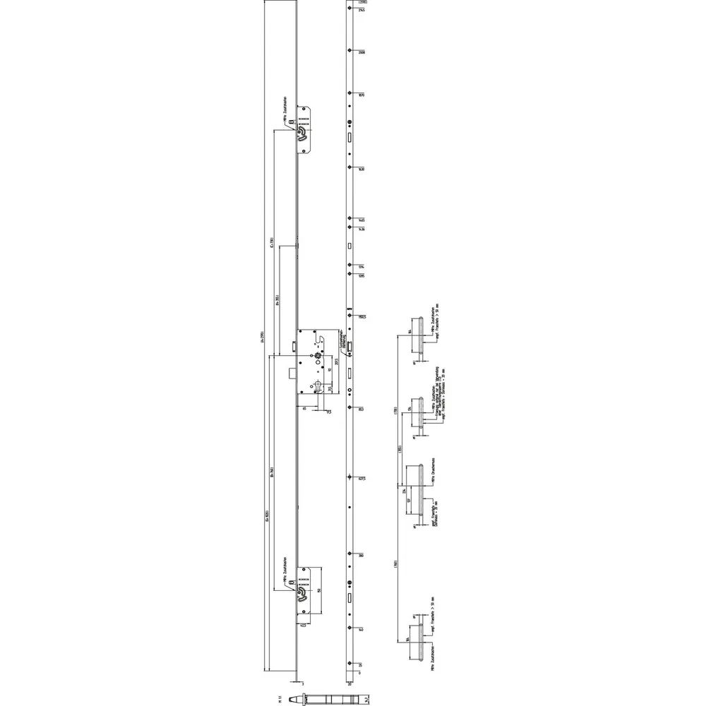 KFV MFV-Schloss BS 2300 DIN, DM 65, Stulp 20 mm eckig, VK 10 mm, Stahl verzinkt