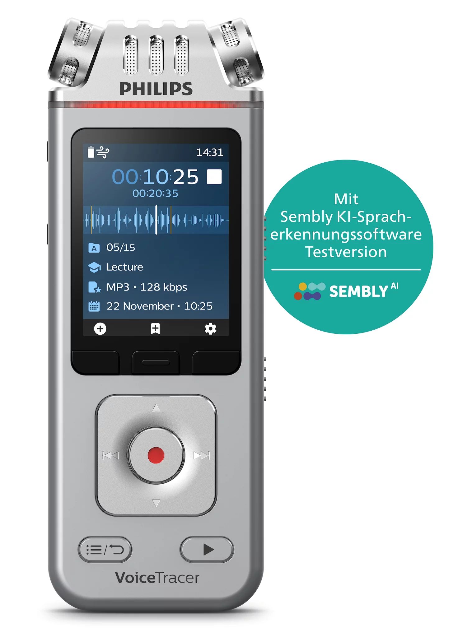 Philips DVT4115 - VoiceTracer Audiorecorder - Recorder - 2.160 min