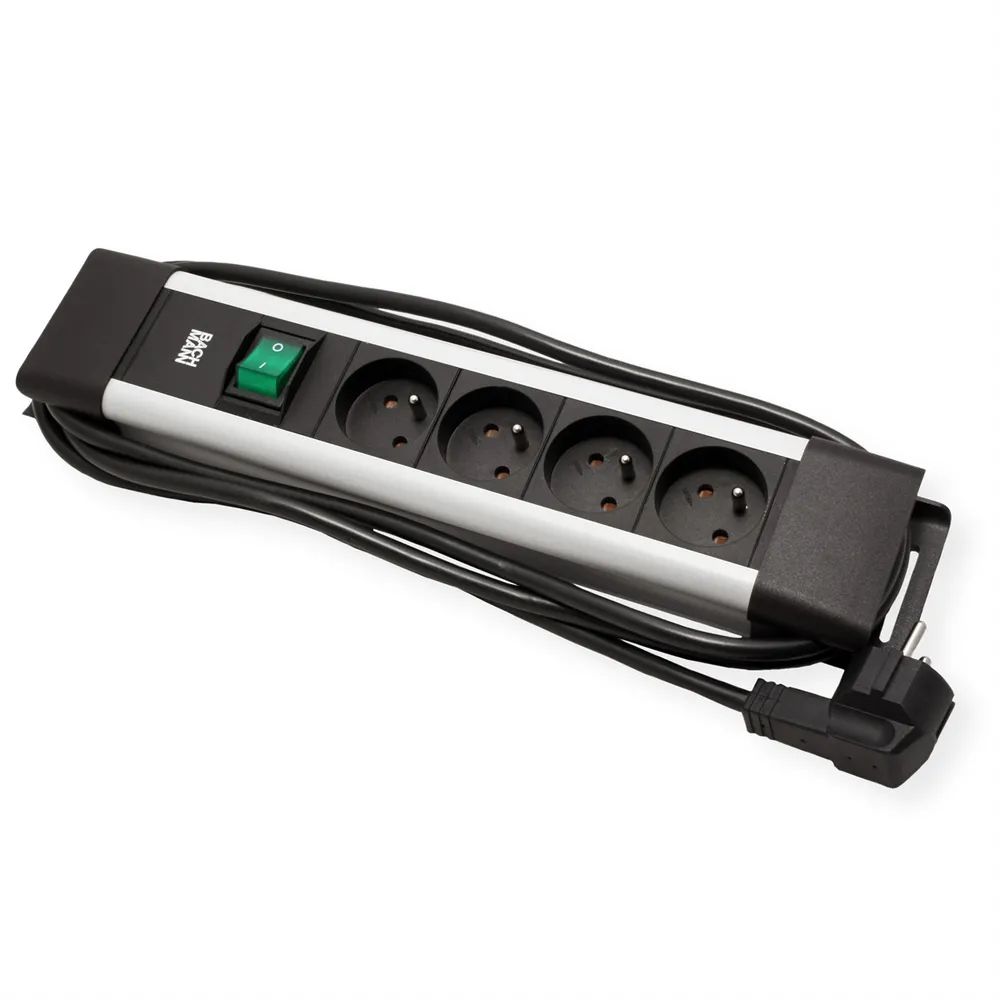 BACHMANN CONNECTUS 4xUTE, 1xSchalter 2,0m CEE7/7 Grau