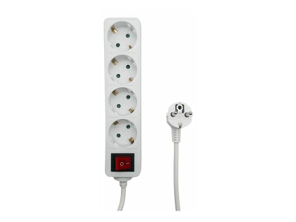 MicroConnect 4-way Schuko Power Strip on/off switch White - Steckdosenleiste 5m 