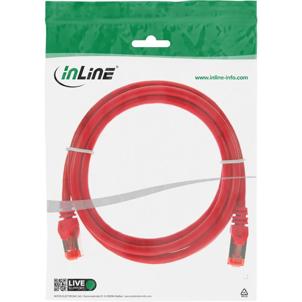 InLine Patchkabel - S/FTP (PiMf) - Cat.6 - 250MHz - PVC - CCA - rot - 0,5m
