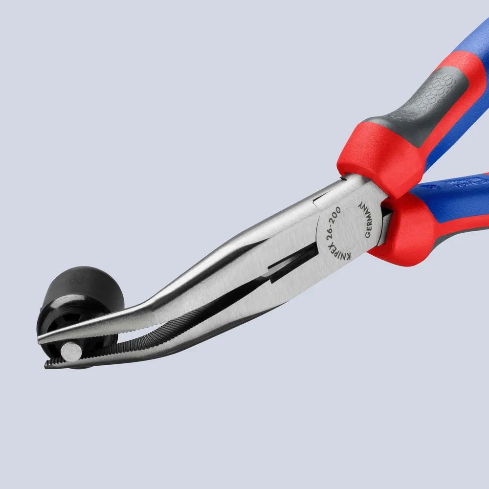 KNIPEX Flachrundzange mit Schneide (Storchschnabelzange) mit Comfort-Griffen schwarz atramentiert 200 mm