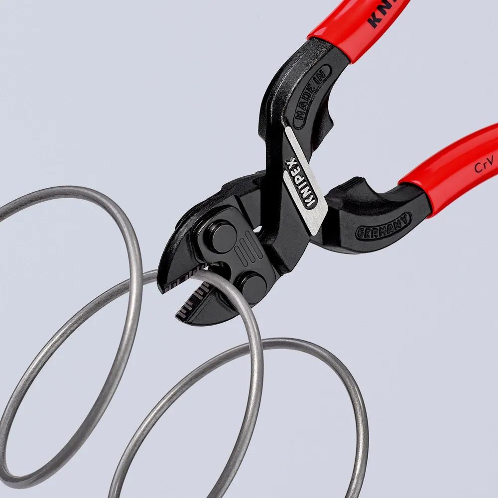 KNIPEX CoBolt® S Kompakt-Bolzenschneider mit Schneidaussparung mit Kunststoff überzogen schwarz atramentiert 160 mm