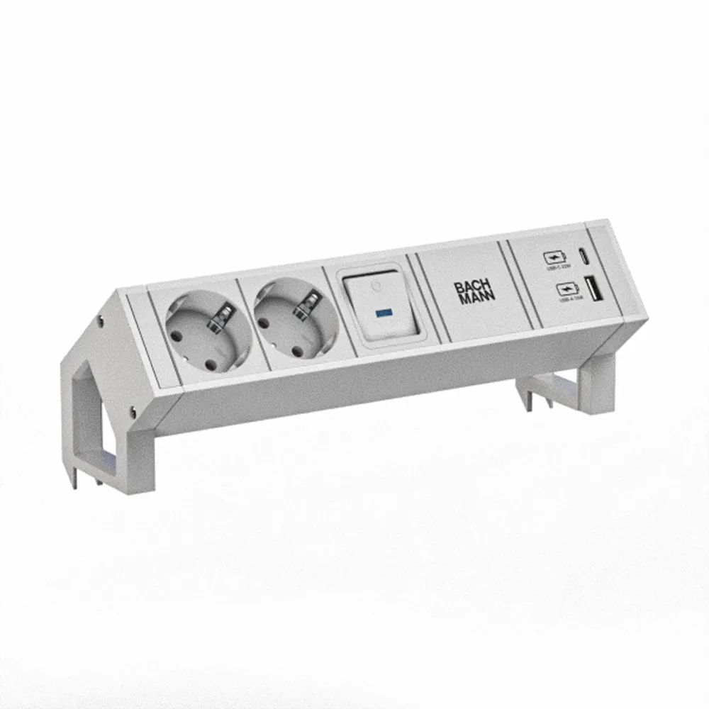 BACHMANN DESK2 white 2xCEE7/3 1xUSB A/C 22W 0,2m GST18
