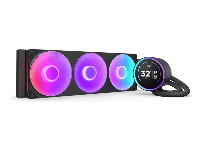 NZXT Kraken Elite 360 RGB - Prozessor-Flüssigkeitskühlsystem - mit LCD-Display - Kühlergröße: 360 mm - (für: LGA1851, LGA1700, LGA1200, LGA115x Socket, AM4, AM5)