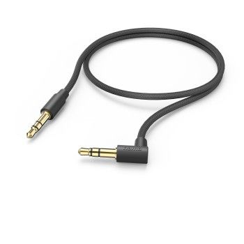 Hama Aux-Kabel 3,5 mm Klinke – 3,5 mm Klinke, 90° Winkelstecker, 0,5 m, Schwarz