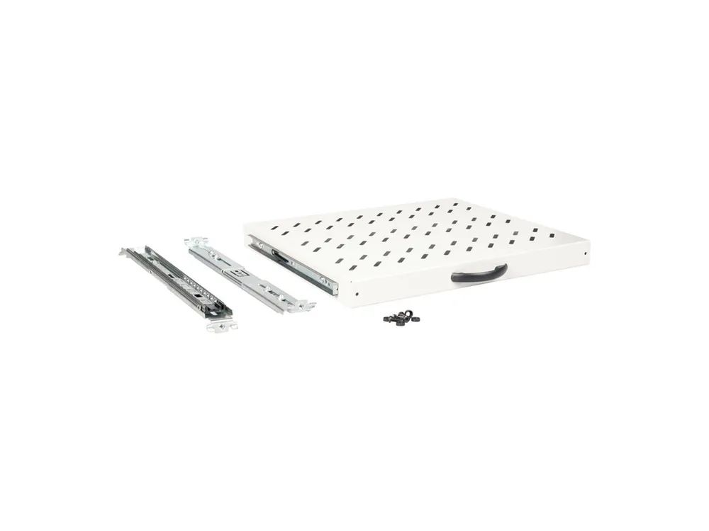 ROLINE Rack-Schieberegal - 350 mm tief, Tragfähigkeit 25 kg - RAL 7035, Hellgrau - 1U - 48.3 cm (19")