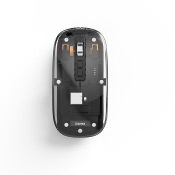 Hama Multi-Device-Maus "WM-600", kabellos, Funk/BT, flach, 6 Tasten, transparent