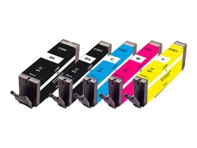 Peach Multi Pack - 5er-Pack - S - Schwarz, Gelb, Cyan, Magenta, Photo schwarz - kompatibel - Tintenpatrone (Alternative zu: Canon CLI-551, Canon PGI-550)