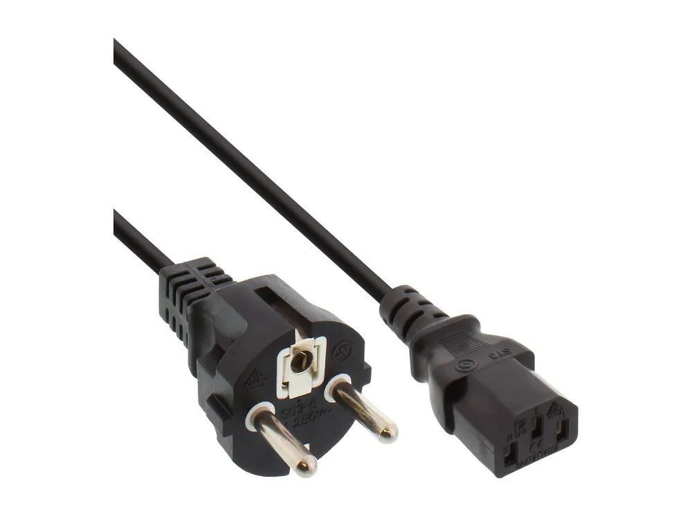 InLine Netzkabel - Schutzkontakt gerade auf Kaltgerätestecker C13 - 3m - schwarz