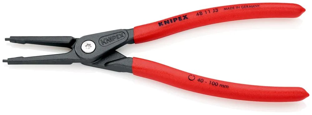 KNIPEX Präzisions-Sicherungsringzange für Innenringe in Bohrungen mit rutschhemmendem Kunststoff überzogen grau atramentiert 225 mm