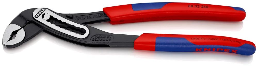 KNIPEX Alligator® Wasserpumpenzange mit schlanken Mehrkomponenten-Hüllen schwarz atramentiert 250 mm