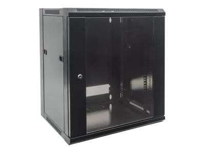 Intellinet Network Cabinet, Wall Mount (Standard), 15U, Usable Depth 260mm/Width 510mm, Black, Flatpack, Max 60kg, Metal & Glass Door, Back Panel, Removeable Sides,Suitable also for use on desk or floor, 19",Parts for wall install (eg screws/rawl plu