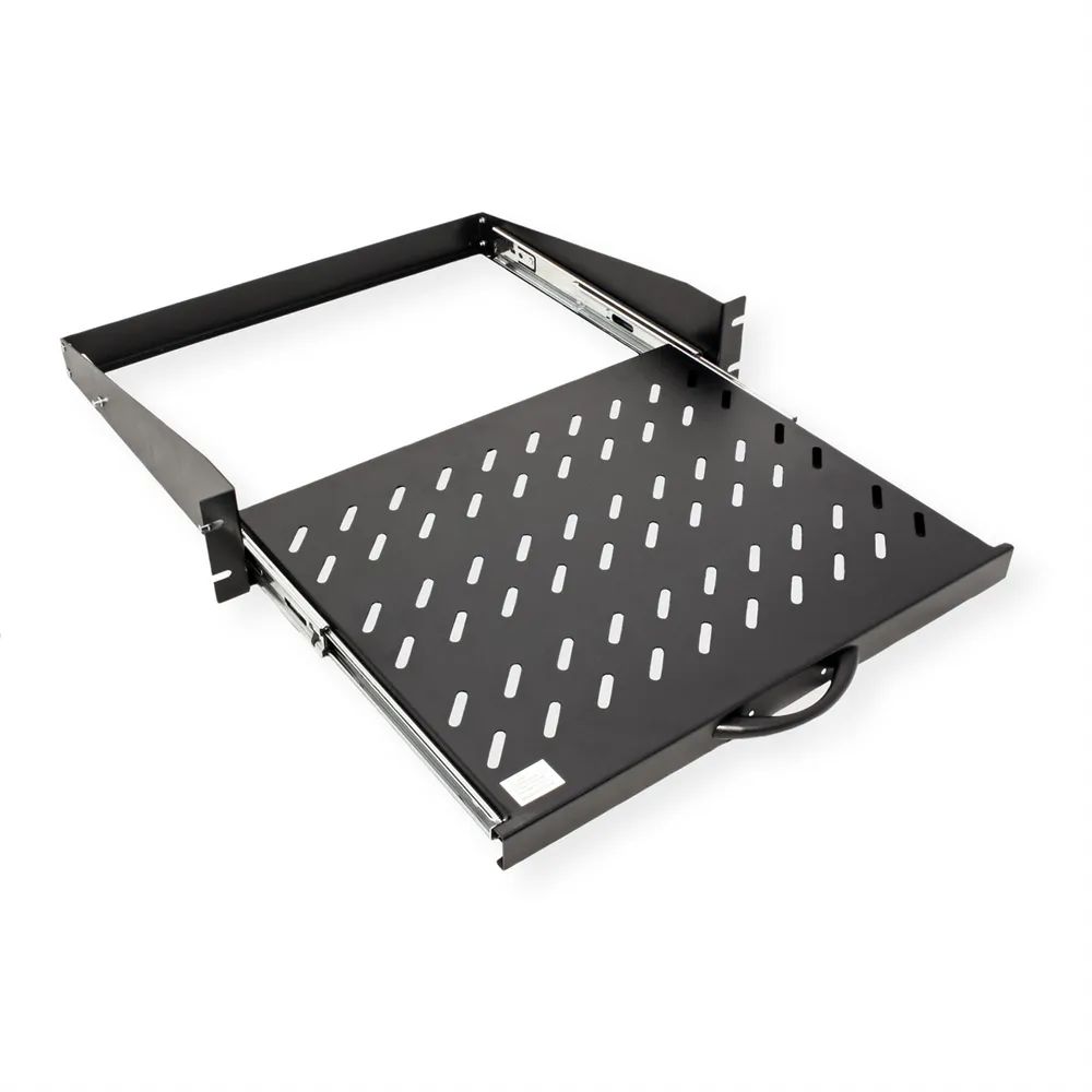 VALUE 19-Zoll-Fachboden ausziehbar, 2 HE, 404 x 350 mm, 30 kg Traglast